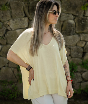 Camisola algodão amarelo pastel