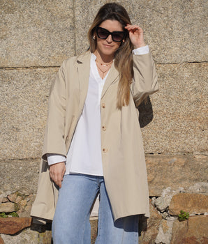 Gabardine oversize bege