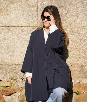 Gabardine oversize marinho