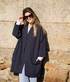 Gabardine oversize marinho