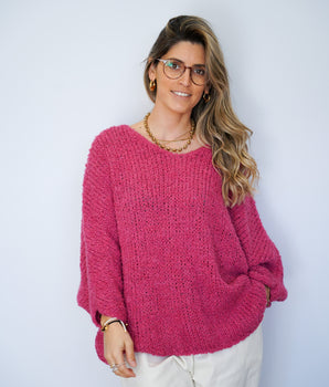 Camisola malha morcego fuschia