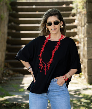 T-shirt de algodão oversize preta