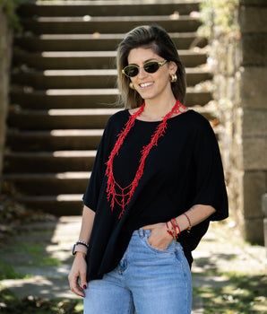 T-shirt de algodão oversize preta