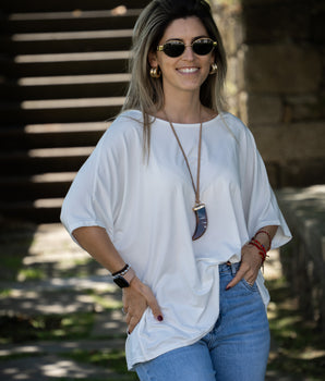 T-shirt de algodão oversize branca