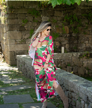 Vestido malha fria estampado