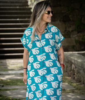 Vestido camiseiro estampado
