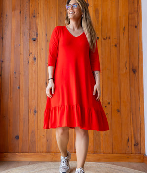 Vestido básico Zuria vermelho